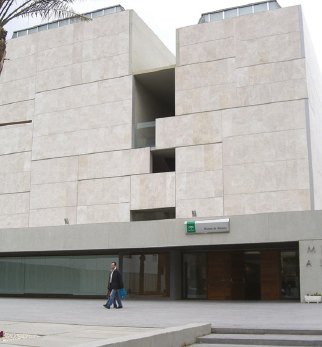 r) Masonry cladding: Archaeology museum Almeria, Spain. Architect: Paredes/Pedrosa