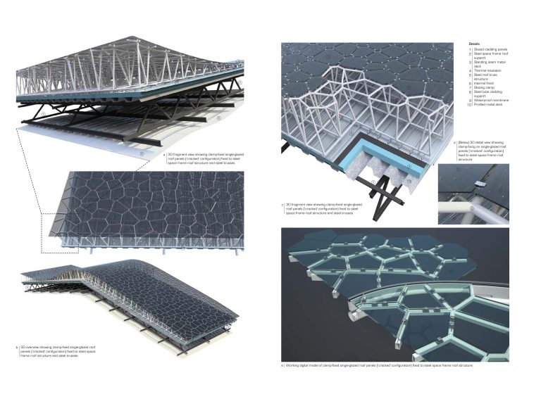 (MCO_01_162) Complex glazed roofs with supporting steel structure